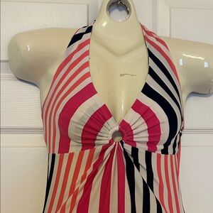 Elegant Pink/Navy/White Kimi Striped Maxi Dress